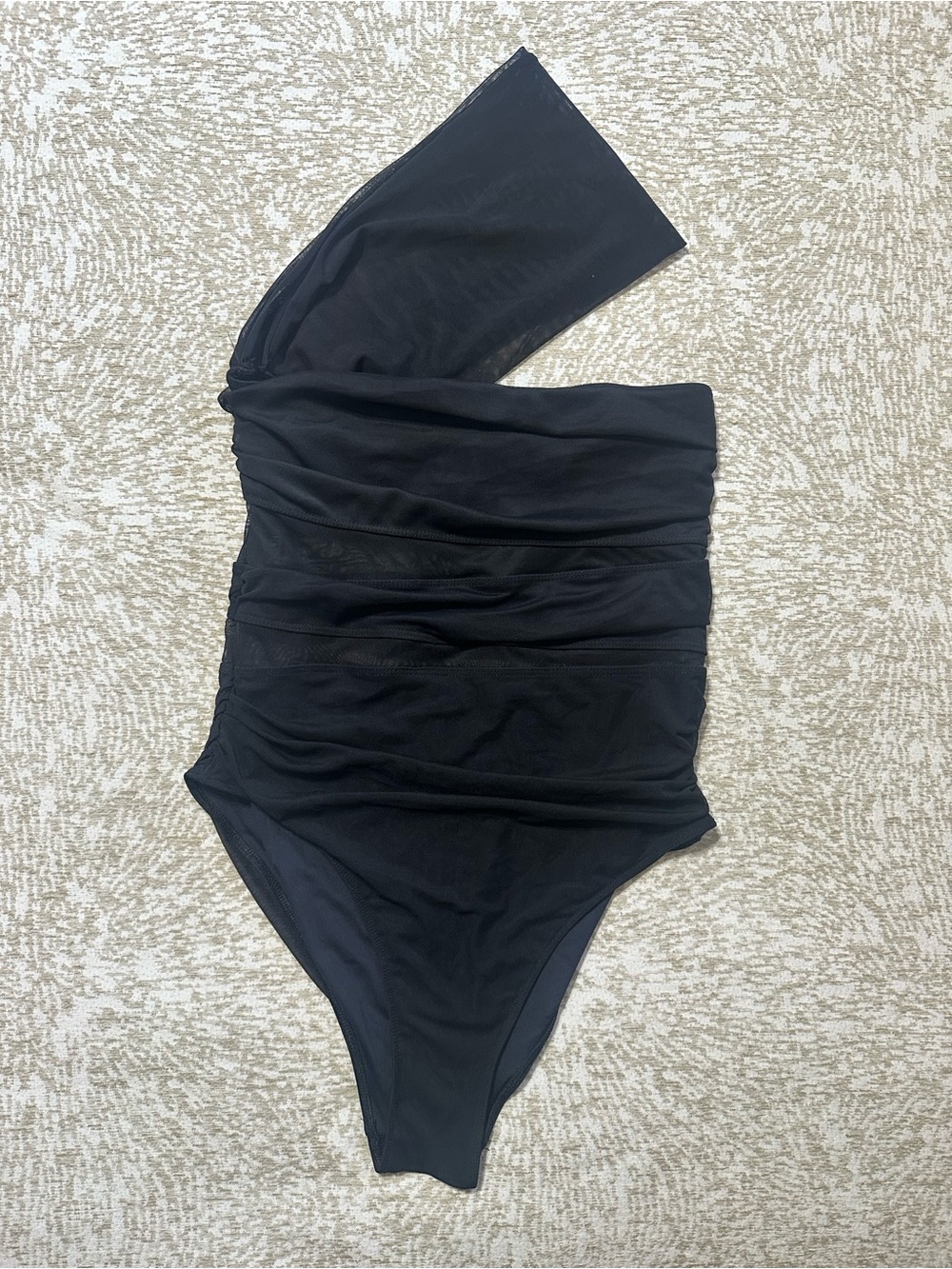 Zara Black One-Shoulder Ruched Bodysuit